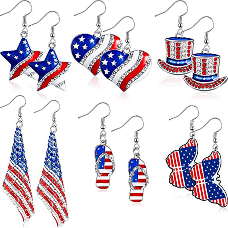 Women Accessories Usa - Pendientes con bandera americana, pendientes colgantes