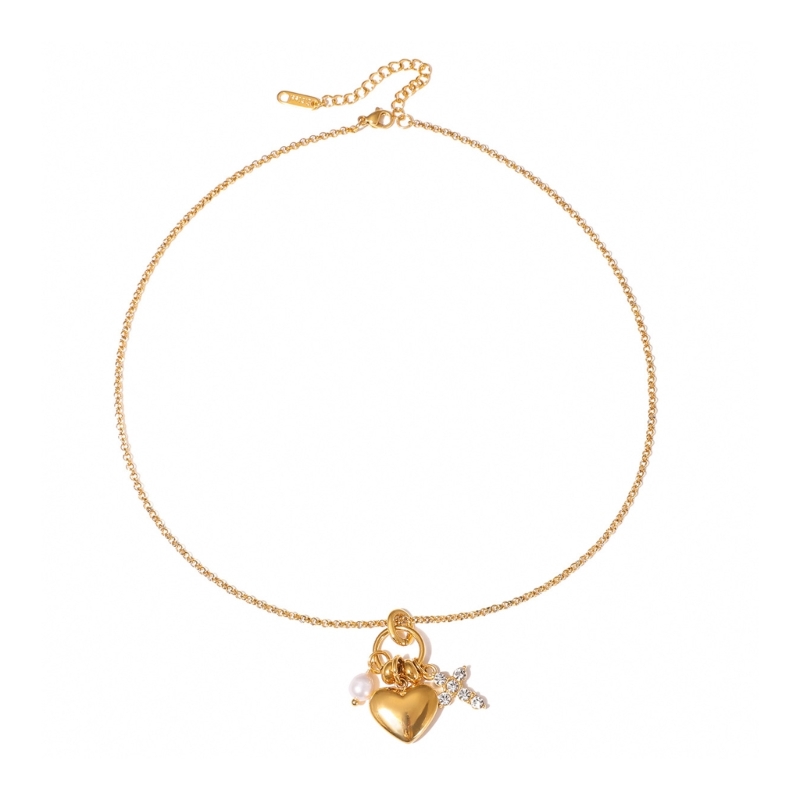 Women Accessories Meaning - Collar con colgante perlas y crucifijo