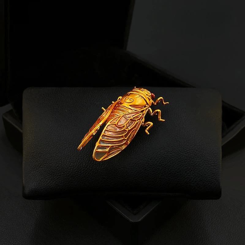 Broche de cigarra dorada con h - Women Accessories Meaning reseña y precio